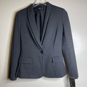 Mango Womens Structured Suit Blazer Charcoal Grey Size XXS Button Front Closure